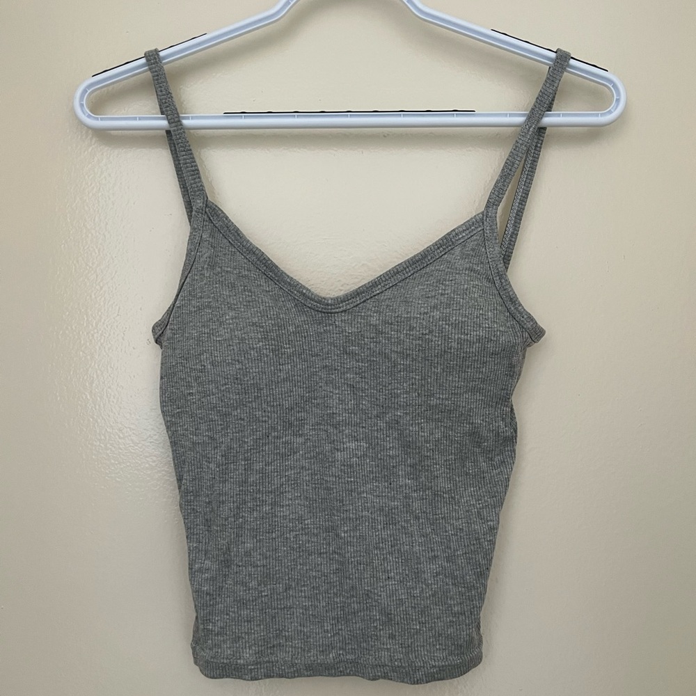 Gray Padded Low Back Cami Tank Top